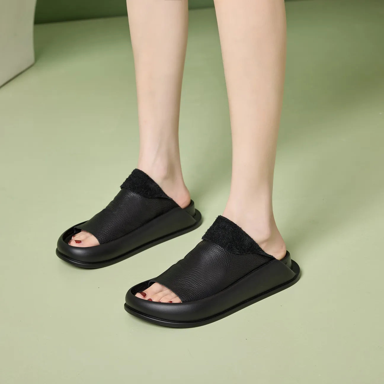 ALICIA™ ORTHOPEDIC ITALIAN LEATHER PLATFORM SLIPPERS