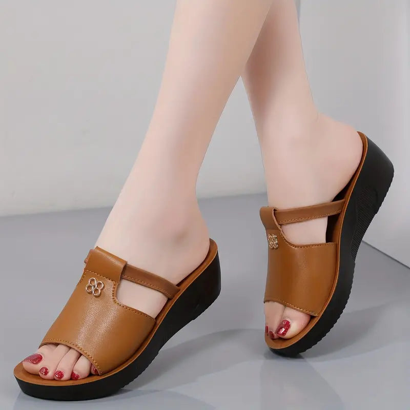 BINYA™ WOMEN'S CUT-OUT WEDGE SANDALS